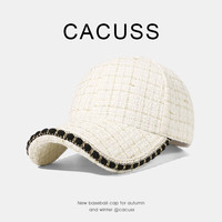 CACUSS棒球帽女士四季显脸小鸭舌帽户外出游小香风优雅遮阳帽子BQ230721 米色 M 适合头围57-59cm