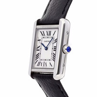 年货大集、PLUS会员：Cartier 坦克系列 石英白盘皮带 29.5*22mm WSTA0110（WSTA0135）