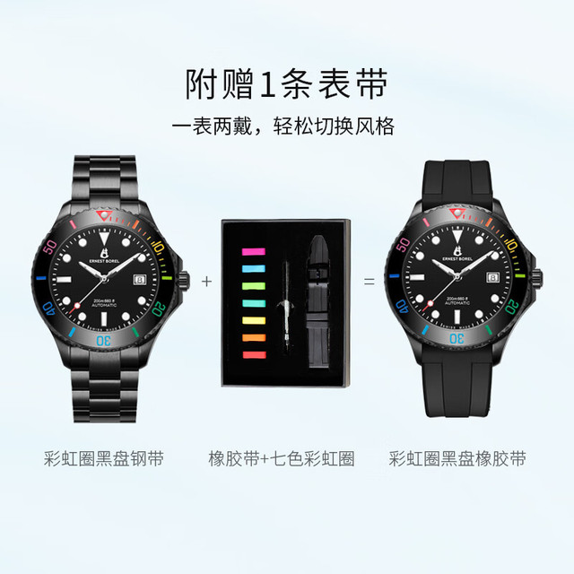 年货大集、PLUS会员：依波路 瑞士手表 睿智系列 户外运动自动机械潜水表