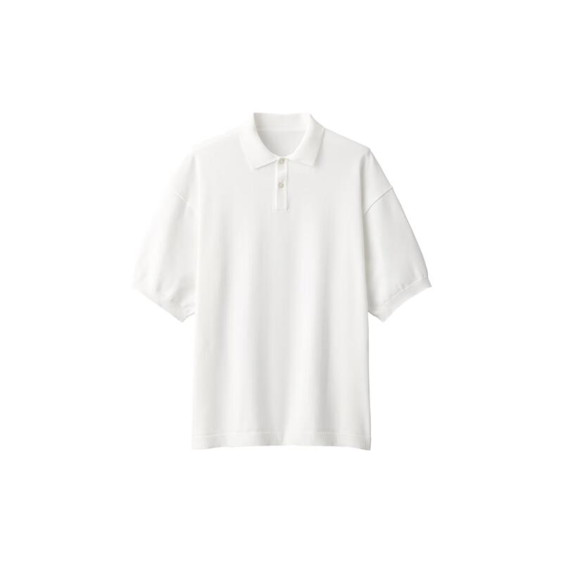 MUJI 无印良品 防紫外线天竺针织 POLO衫 白色 L