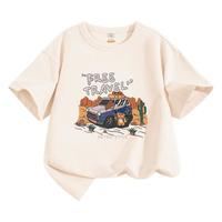 班尼路童装男童夏季裤子儿童薄款凉感防蚊裤中大童纯棉短袖T恤 杏/TB自由旅行