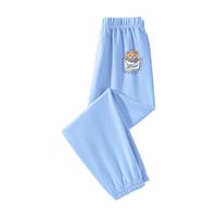 班尼路童装男童夏季裤子儿童薄款凉感防蚊裤中大童纯棉短袖T恤 浅蓝/TB口袋小熊K