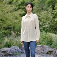 茵曼 新年红色新中式本命年红色衬衣女国风垂感长袖衬衫薄上衣