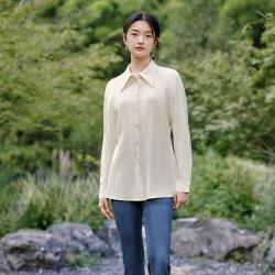 茵曼 新年红色新中式本命年红色衬衣女国风垂感长袖衬衫薄上衣