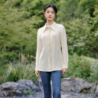 茵曼 新年红色新中式本命年红色衬衣女国风垂感长袖衬衫薄上衣