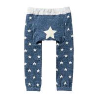 千趣会 SENSHUKAI童装男童女童裤子春秋季长裤加裆弹力宝宝屁屁爬爬裤儿童裤子 靛蓝色(星星) 80 /90cm