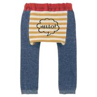 千趣会 SENSHUKAI童装男童女童裤子春秋季长裤加裆弹力宝宝屁屁爬爬裤儿童裤子 靛蓝色(LOGO) 均码 70/80cm