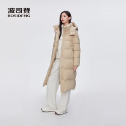 波司登 冬季女长款过膝可脱卸帽 羽绒服
