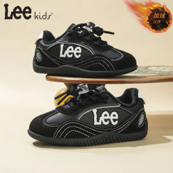 LEE KIDS 童鞋 秋冬季加绒儿童防滑运动鞋  黑色