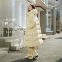 坦博尔25冬季羽绒服女装过膝长款连帽保暖面包服舒适时尚外套