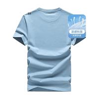 七匹狼短袖T恤男夏季冰爽凉感透气圆领打底衫男士狼头印花短T男装上衣 109(天蓝) 185/100A(XXXL)