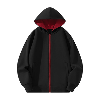 凡客诚品（VANCL）连帽外套男潮流撞色休闲卫衣开衫青少年春秋季重磅上衣 黑 L