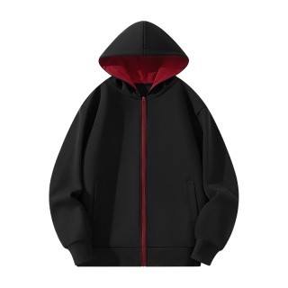 凡客诚品（VANCL）连帽外套男潮流撞色休闲卫衣开衫青少年春秋季重磅上衣 黑 L
