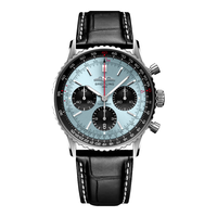 百年灵(BREITLING)航空计时B01自动机械计时腕表41 冰蓝色-鳄鱼皮表带-折叠扣 AB0139241C2P1
