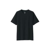 無印良品 MUJI（無印良品 ）男式 水洗 粗棉线 圆领短袖T恤 男士打底衫男款 25年春季AB1MFA5S 黑色 L (175/100A)