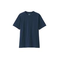 無印良品 MUJI（無印良品 ）男式 水洗 粗棉线 圆领短袖T恤 男士打底衫男款 25年春季AB1MFA5S 深藏青色 S (165/84A)