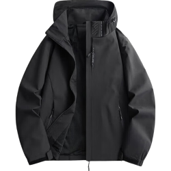JEEP SPIRIT 吉普冲锋衣男春秋季外套新款户外防风夹克登山服 黑色