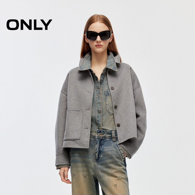 ONLY 女款双面毛呢大衣