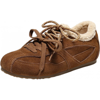 百丽 马年系列周雨彤同款跳跳糖德训鞋26春保暖运动休闲鞋B2432AM6 棕色-绒里 37