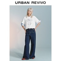 UR2026春季女装都市翻盖口袋阔腿牛仔长裤UYU860011 天蓝 26