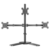 锐固显示器支架双屏显示器支架上下双屏一拖二四屏台式电脑屏幕桌底座免打孔增高架17-32英寸托架 三屏-底座款(14-27英寸)