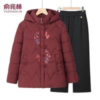 新中式冬装刺绣棉衣外套加绒加厚棉服洋气中老年女装冬季棉袄