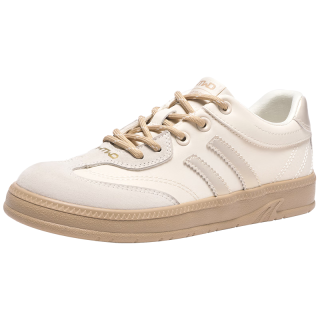 热风 复古摩登德训鞋T字板鞋时尚休闲经典百搭春秋女鞋休闲鞋 03米色 34 220mm