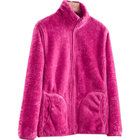 雪中飞 SNOWFLYING摇粒绒短外套女立领保暖春秋季时尚休闲双面穿男女同款百搭纯色上 玫红男女同款 S (160) 160/82A