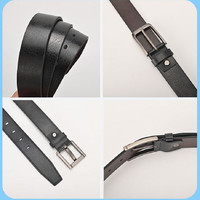 真维斯男装2025秋季 商务休闲百搭真皮皮带男士针扣腰带ST 黑色2010 110cm