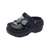 CAMEL骆驼女鞋2025夏季增高厚底两穿凉鞋休闲沙滩拖鞋女外穿洞洞鞋 L24M071642黑色 36.5