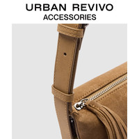 URBAN REVIVO2025冬季女复古麂皮绒单肩斜挎包UAYB50191 咖棕