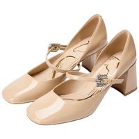 【浪漫款】73hours女鞋爱情小说2026春季裸色玛丽珍高跟鞋