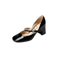 【浪漫款】73hours女鞋爱情小说2026春季裸色玛丽珍高跟鞋 黑色 39