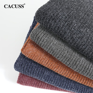 CACUSS围巾男冬季保暖男士加厚针织毛线纯色女围脖W0168 灰色