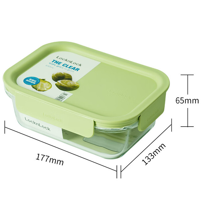LOCK&LOCK LNG524G 耐热玻璃饭盒 630ml 微波炉保鲜盒 密封便当盒