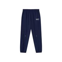 鸿星尔克儿童裤子男童裤子春季梭织长裤舒适裤子纯色儿童运动裤 蓝黑色 165