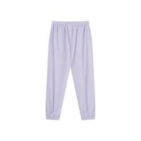 鸿星尔克儿童裤子男童裤子春季梭织长裤舒适裤子纯色儿童运动裤 浅粉紫 130