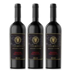 彼奇尼酒庄 枯藤法酿造 普利亚红葡萄酒 750ML*3瓶 意大利原瓶进口红酒