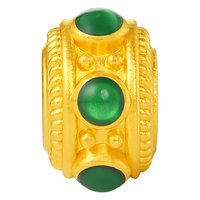 潮宏基臻金十二颜足金黄金转运珠串珠硬金珐琅隔珠生日礼物 翠微款