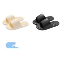 杜晨买一送一浴室凉拖鞋女士夏季漏水防滑速干洗澡eva防臭拖鞋男 米白+黑色 40-41 女+44-45男