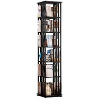 三栖虎旋转书架书柜落地靠墙置物架儿童简约收纳架玩具柜展示柜简易多层 【纯竹经典款】五层原色(360度旋转  加大钢圈)