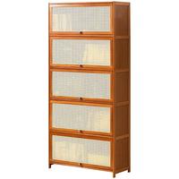 三栖虎书架书柜置物架带柜门储物柜一体格子柜展示柜落地多层客厅置物柜 【加深宽度至32cm】一层60长(透气翻门)