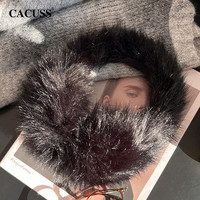 CACUSS耳罩女秋冬季保暖耳包毛绒耳捂子可折叠耳暖纯色百搭耳罩 黑色