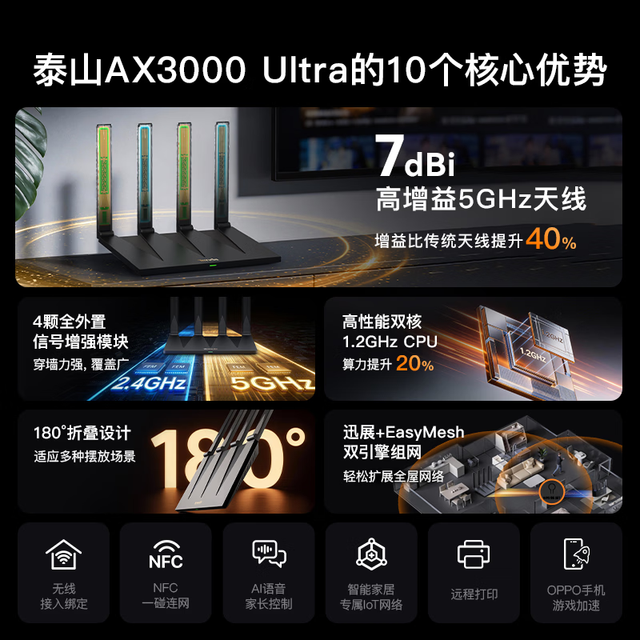 移动端、京东百亿补贴：Tenda 路由器WiFi6+ 千兆穿墙王信号放大器 增强无线家用甄选高配芯片AX12 Pro