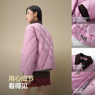 波司登（BOSIDENG）202590绒羽绒服短款女款巴恩风时尚潮流保暖外套B250245352 玫瑰木粉1875 S 160/84A