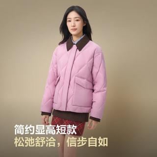 波司登（BOSIDENG）202590绒羽绒服短款女款巴恩风时尚潮流保暖外套B250245352 玫瑰木粉1875 S 160/84A