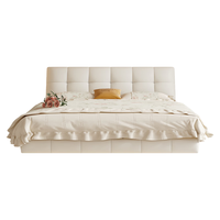 欧亚皇巢床 法式奶油风悬浮床云朵泡芙床 现代简约真皮主卧室双人婚床 单床(松木框架) 1.8*2m【10CM排骨架】A+级抗菌生态云皮-带灯结构 1.8*2m【奢华版丨带灯结构】10CM钢木排骨架