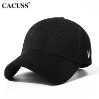CACUSS棒球帽女帽子男女四季刺绣鸭羊毛秋冬户外ins风保暖潮帽B0354 黑色大号 均码