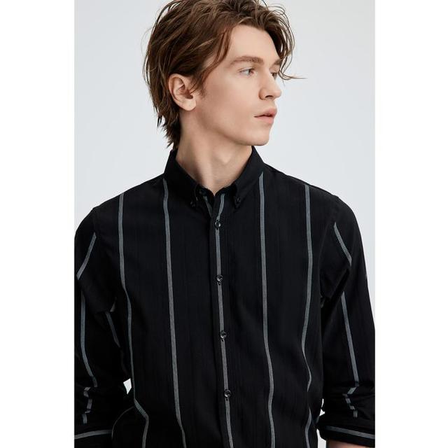 GIOVANNI VALENTINO 25年秋款新款百搭商务休闲衬衣男士长袖条纹衬衫