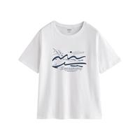 初语短袖t恤女20225夏季时尚潮流圆领宽松度假风纯棉体恤上衣 米白色-阳光海岸 L